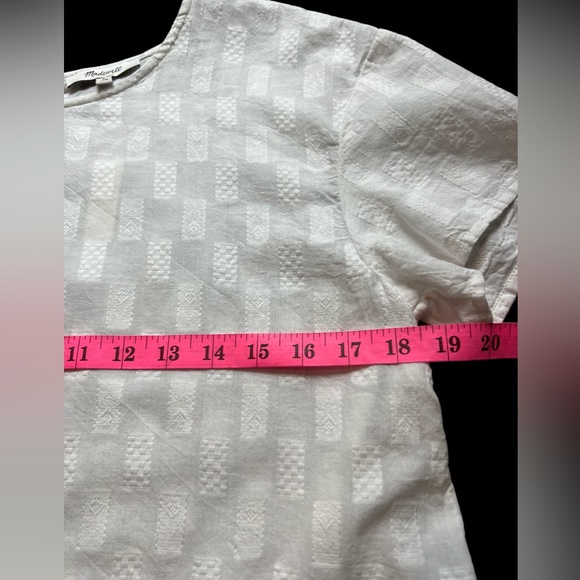 NWTS! Madewell White Medford Jacquard Eyelet Ruffle Top Shirt Blouse, Size Small - Picture 4 of 7